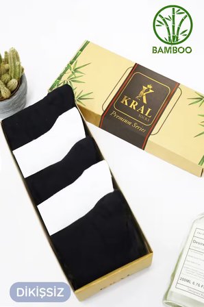 Erkek Bambu Çorap Patik Düz Desen (5 ÇİFT KUTULU) Dikişsiz Dokuma Parfümlü Kısa Çorap