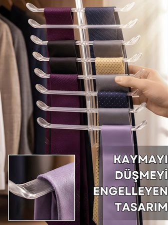 Beylini 16 Gözlü Plastik Kravat Askılığı Dayanıklı Plastik Kravat Kemer Şal Eşarp Atkı Dolap İçi Organizer