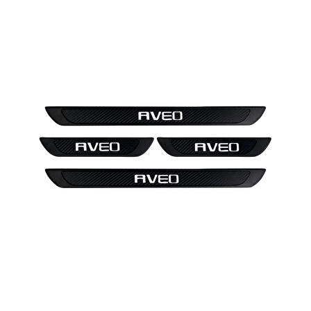 Chevrolet Aveo 2011-2018 Modeller  Old Karbon Kapı Eşiği 4 Parça Krom Yazılı