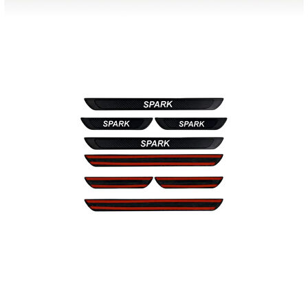 Chevrolet Spark 1998-2022 Modeller Old Karbon Kapı Eşiği 4 Parça Krom Yazılı