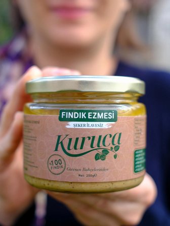 Kuruca Şekersiz Fındık Ezmesi %100 Fındık Kahvaltılık Sürülebilir (Vegan ve Vejetaryen, Giresun Fındığı)