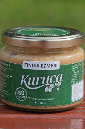 Kuruca %80 Fındık Ezmesi 250 g (Katkısız, Sadece Pancar Şekeri ve Fındık, Vegan ve Vejetaryen)