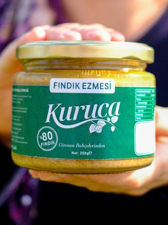 Kuruca %80 Fındık Ezmesi 250 g (Katkısız, Sadece Pancar Şekeri ve Fındık, Vegan ve Vejetaryen)