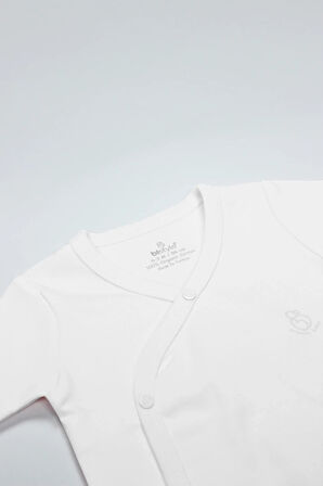 Bistyle Organik Natural Basic Style Kruvaze Uzun Kol Body Bs17102 Beyaz