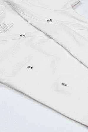 Bistyle Organik Natural Basic Style Kruvaze Uzun Kol Body Bs17102 Beyaz