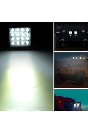 OFF ROAD Beyaz Led Sis Farı Kare Çalışma Lambası 12/24V 48W