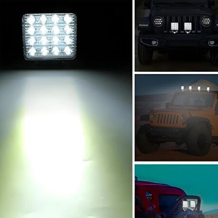 10 Adet OFF ROAD Beyaz Led Sis Farı Kare Çalışma Lambası 12/24V