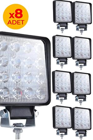 8 Adet OFF ROAD Beyaz Led Sis Farı Kare Çalışma Lambası 12/24V