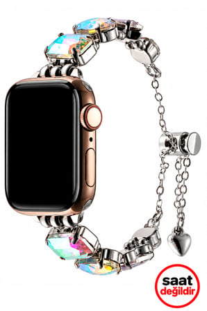 Apple Watch 12 11 10 46mm 9 8 7 6 SE Ultra Uyumlu 42-44-45-49mm Uyumlu Taşlı Renkli Kordon