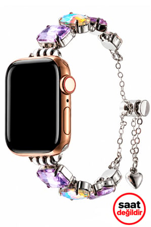 Apple Watch 12 11 10 46mm 9 8 7 6 SE Ultra Uyumlu 42-44-45-49mm Uyumlu Taşlı Renkli Kordon