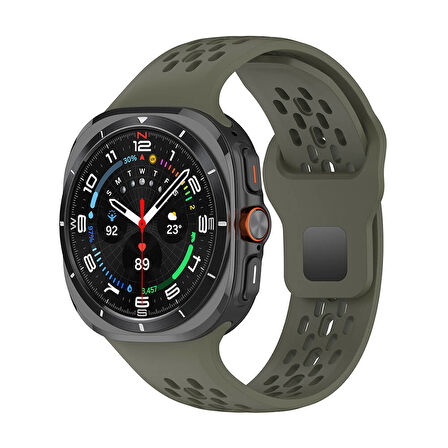Samsung Galaxy Watch Ultra 47mm Uyumlu Kordon Yüksek Performanslı Sporcu Delikli Silikon Kayış