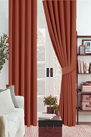 Kiremit Renk Güneşlik Blackout Kararma Fon Perde Düz Dikim