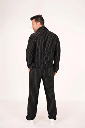 Alaçatı Stili Unisex Krep Kumaş Çizgili Gömlek ve Pantolon Takım