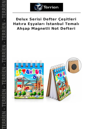 Delux Serisi Defter Çeşitleri Hatıra Eşyaları İstanbul Temalı Ahşap Magnetli Not Defteri