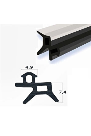 Pvc Kapı Pencere Fitili Siyah - Gri Kaplama 4,9x 7,4 Mm (15 Mt Paket Halinde)
