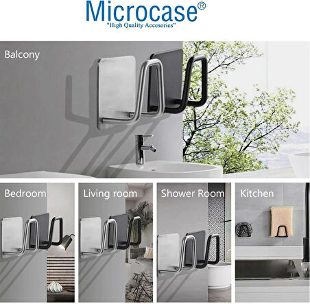 Microcase Güçlü Yapışkanlı Metal Banyo Mutfak Eşya Havlu Vb Ürün Askılığı - SİYAH AL4467 - 1  Adet 