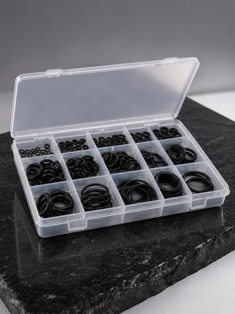 225 Parça O-ring Conta Seti 18 Farklı Ölçü Kauçuk Sızdırmazlık Conta Organizer Kutulu