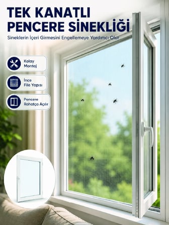 Kesilebilir Pencere Sinekliği Cırt Bantlı Sinek Koruma Filesi