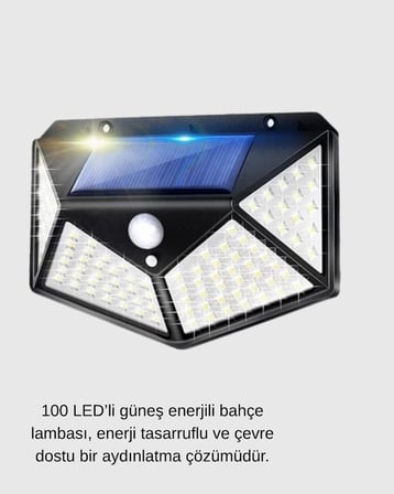 Solar Güçlü 100 Led Bahçe Lambası – Enerji Tasarruflu, Suya Dayanıklı Ve Geniş Açılı Işık