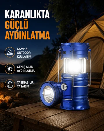 güneş enerjisiyle çalışan kamp feneri hafif portatif uzun ömürlü