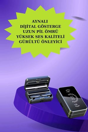 Powerbank Aynalı Bluetooth Kulaklık Ve Akıllı Saat Seti Anc Özelliği Dokunamatik