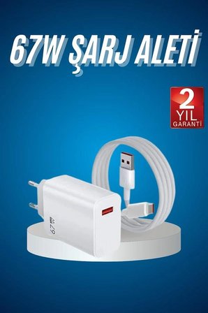 Hızlı Şarj Aleti Adaptörü Kablo Seti 67w Uzun Ömürlü Beyaz
