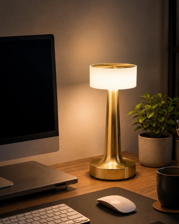 Gold Kare Mantar Masa Lambası Şarjlı Dokunmatik Led Aydınlatma