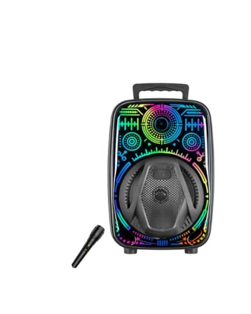 8 İnç Karaoke Hoparlör Usb Aux Fm Destekli Işıklı Speaker