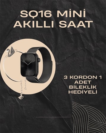 SQ-16 Mini Series 10 Akıllı Saat | Şık Ve Hafif Tasarım, 3 Kordon Seçeneği