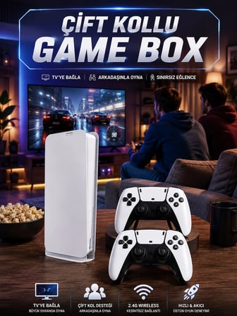 3d Çift Oyun Kollu 4k Hd Ekran Nostaljik 20.000 Oyunlu Beyaz Game Box