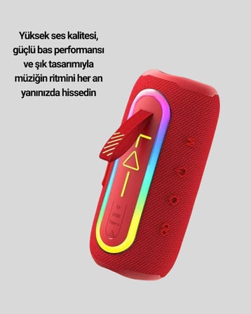 Taşınabilir Bluetooth Hoparlör Kırmızı Ip67 Su Geçirmez