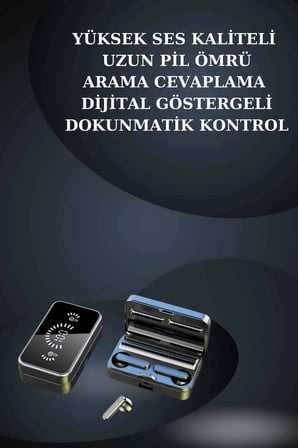 Bileklikli Amoled Ekran Akıllı Saat Ve Dijital Göstergeli Kablosuz Bluetooth Kulaklık Anc/ Enc
