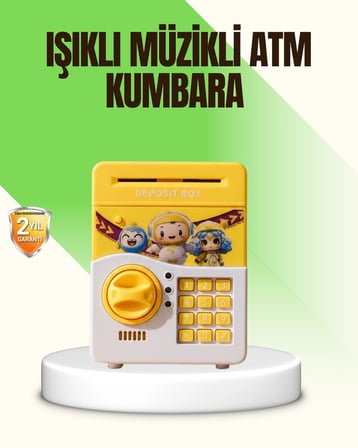 Sarı Elektronik Şifreli Atm Görünümlü Çocuk Kumbarası