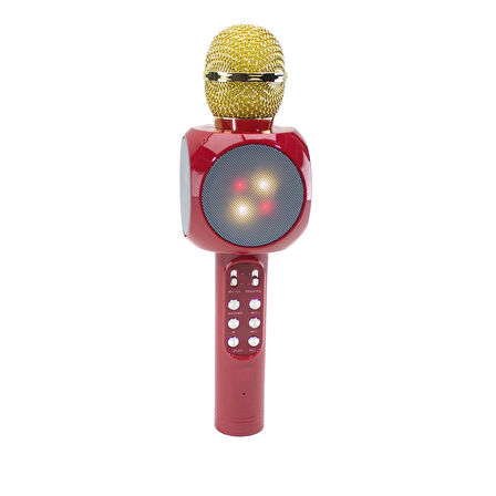 Karaoke  Mikrofon Bluetooth'lu Işıklı Şarjlı Süper Karaoke Red