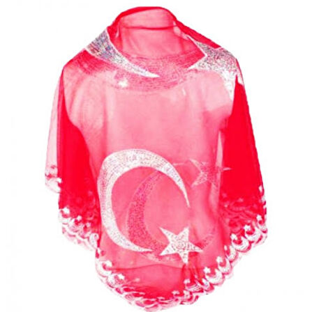 Damat Şalı Pullu Ay Yıldızlı Kırmızı
