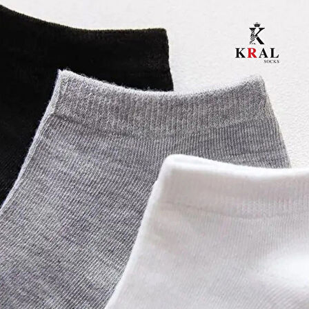 KRAL SOCKS Kadın - Erkek (10 ÇİFT ) Düz Desen Ekonomik Bilek Boy Patik Çorap