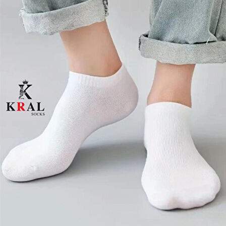 KRAL SOCKS Kadın - Erkek (10 ÇİFT ) Düz Desen Ekonomik Bilek Boy Patik Çorap