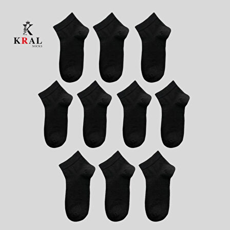 KRAL SOCKS Kadın - Erkek (10 ÇİFT ) Düz Desen Ekonomik Bilek Boy Patik Çorap
