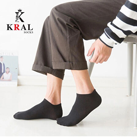 KRAL SOCKS Kadın - Erkek (10 ÇİFT ) Düz Desen Ekonomik Bilek Boy Patik Çorap
