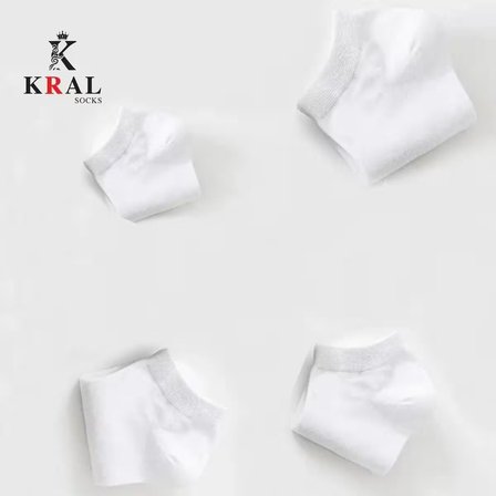 KRAL SOCKS Kadın - Erkek (10 ÇİFT ) Düz Desen Ekonomik Bilek Boy Patik Çorap