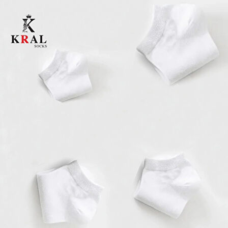 KRAL SOCKS Kadın - Erkek (10 ÇİFT ) Düz Desen Ekonomik Bilek Boy Patik Çorap