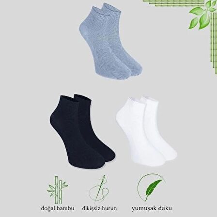 3 Çift Comfort Erkek Her Mevsim Kısa Çorap (DİKİŞSİZ BAMBU)