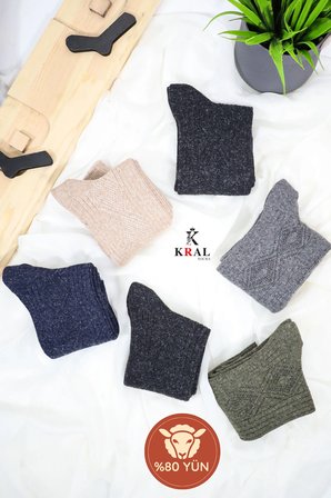 Erkek 6'lı Thermal Etkili İnce Örgülü Kışlık Çorap Lambswool