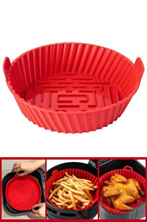 Onikiden Yanmaz Yapışmaz Airfryer Silikon Pişirme Kabı SL099 - Tüm Fritözlerle Uyumlu 20x5cm