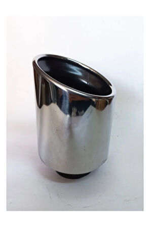 100 mm Paslanmaz Krom içi siyah dolu eğimli tek çıkış SESSİZ 1 adet egzoz ucu eksoz - EGZOZCUM -