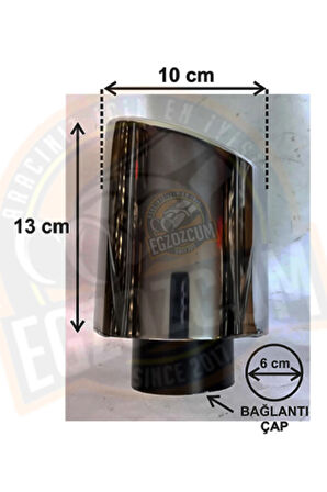 100 mm Paslanmaz Krom içi siyah dolu eğimli tek çıkış SESSİZ 1 adet egzoz ucu eksoz - EGZOZCUM -