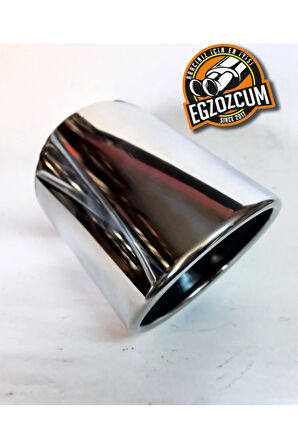 100 mm Paslanmaz Krom içi siyah dolu eğimli tek çıkış SESSİZ 1 adet egzoz ucu eksoz - EGZOZCUM -
