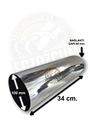 100 mm. Fırtına sesli pazlanmaz krom egzoz ucu Minibüs Crafter, Sprinter uyumlu