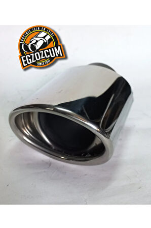 51 mm Tekli Krom oval yassı kesik  içi dolu egzoz ucu eksoz 1 adet--EGZOZCUM