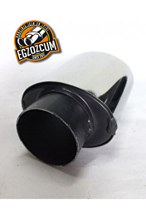 51 mm Tekli Krom oval yassı kesik  içi dolu egzoz ucu eksoz 1 adet--EGZOZCUM